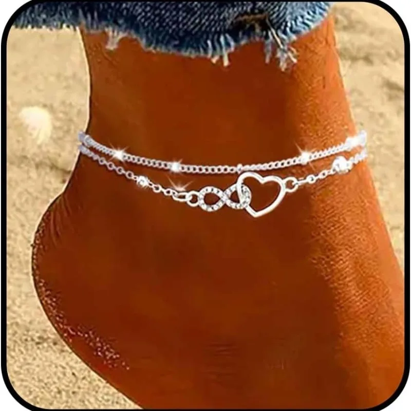 925er Sterlingsilber plattierte Fußkettchen für Damen, zierliche Fußkettchen-Sets, glänzende, wasserdichte Fußkettchen, Strand-Fußschmuck, Geschenke