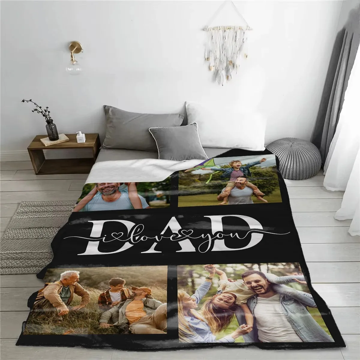 Fathers' Day Gifts Custom Blanket With Your Own Photos Personalized Throw Blankets For Dad Birthday Present From Daughter or Son