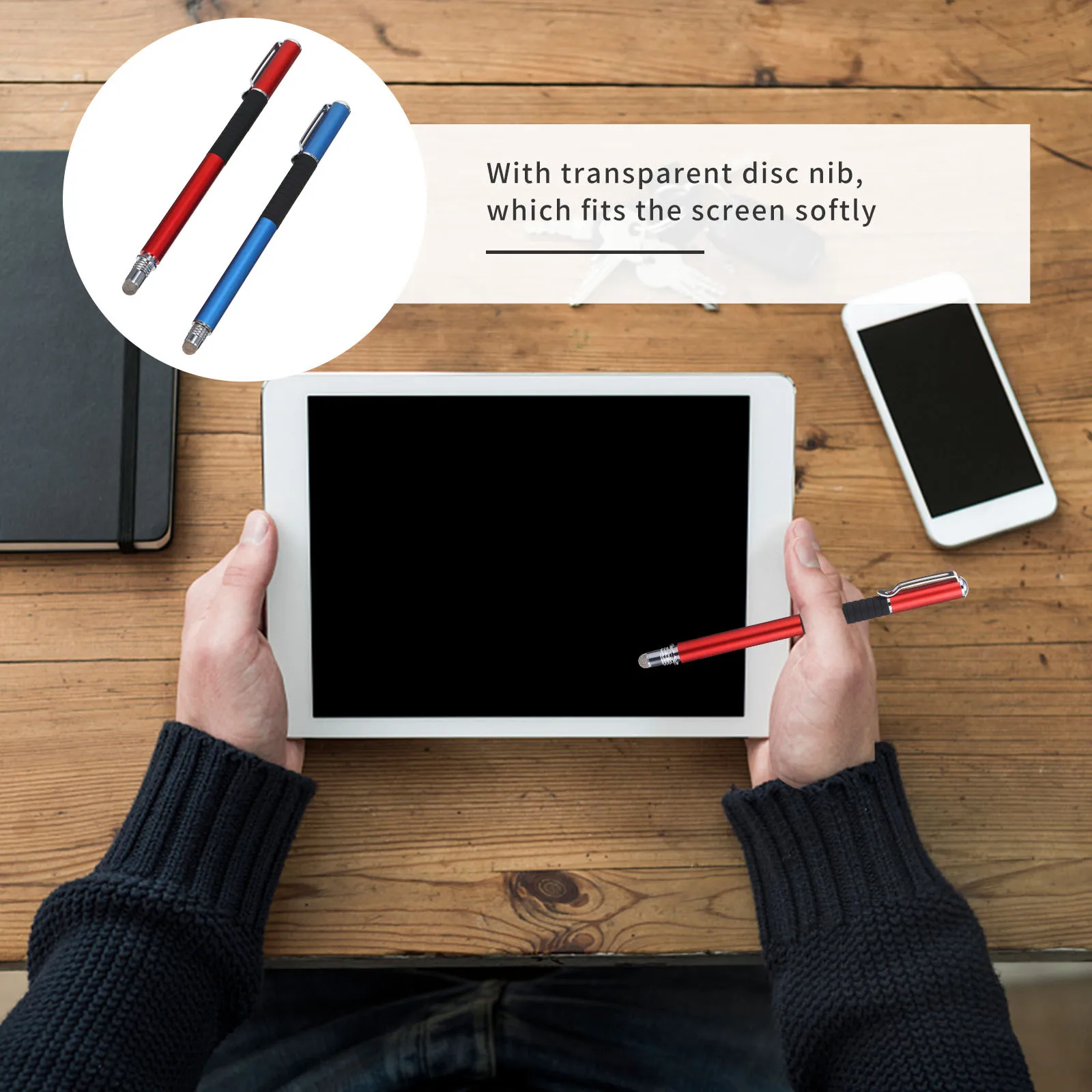 

Набор ручек для сенсорного экрана, прозрачный наконечник для диска, высокая чувствительность, без задержки, совместимый для Iphone 2 в 1, стилус для рисования