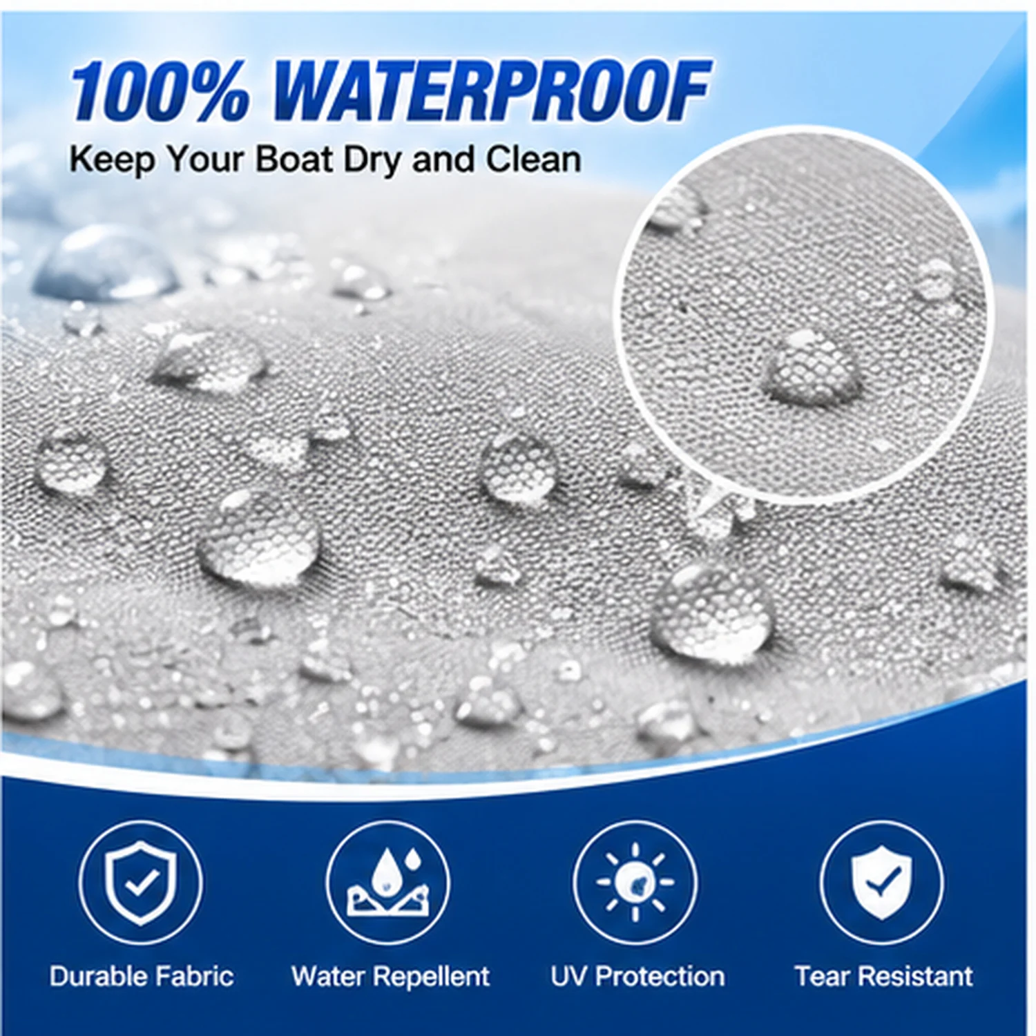 190T Yacht Boat Cover 11-22FT Waterproof Anti UV Heavy Duty Marine Fishing Speedboat Outdoor Tear Resistant Trailerable Cover