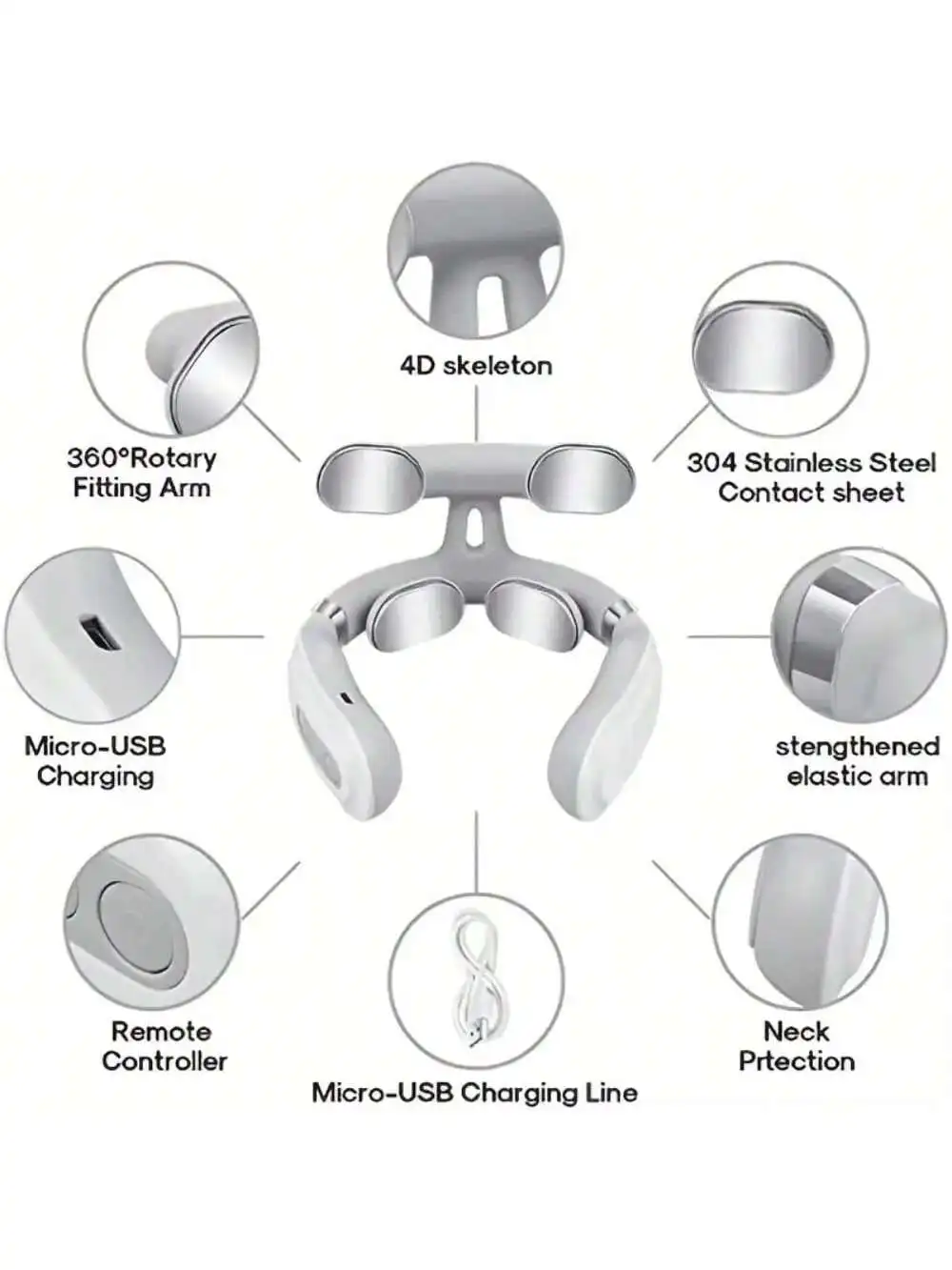 2026 1 قطعة مدلك كهربائي محمول للرقبة، مدلك عنق الرحم الذكي - تخفيف الرقبة والكتف قابل لإعادة الشحن
