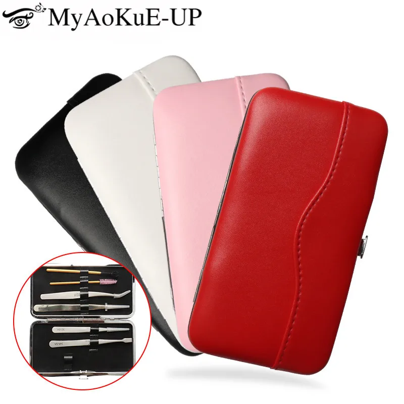 1pcs Eyelash Extension Tweezers Storage Bag Leather Travel Portable Organizer Case Lashes Extension Supplies Makeup Tools