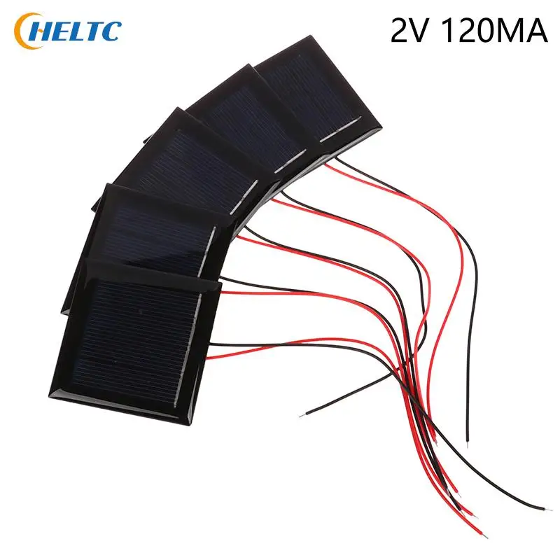 5Pcs Solar Droplet Panel Micro Solar Board Photovoltaic 2V 120MA Solar Cells with Wires Solars Epoxy Plate DIY Projects Toys