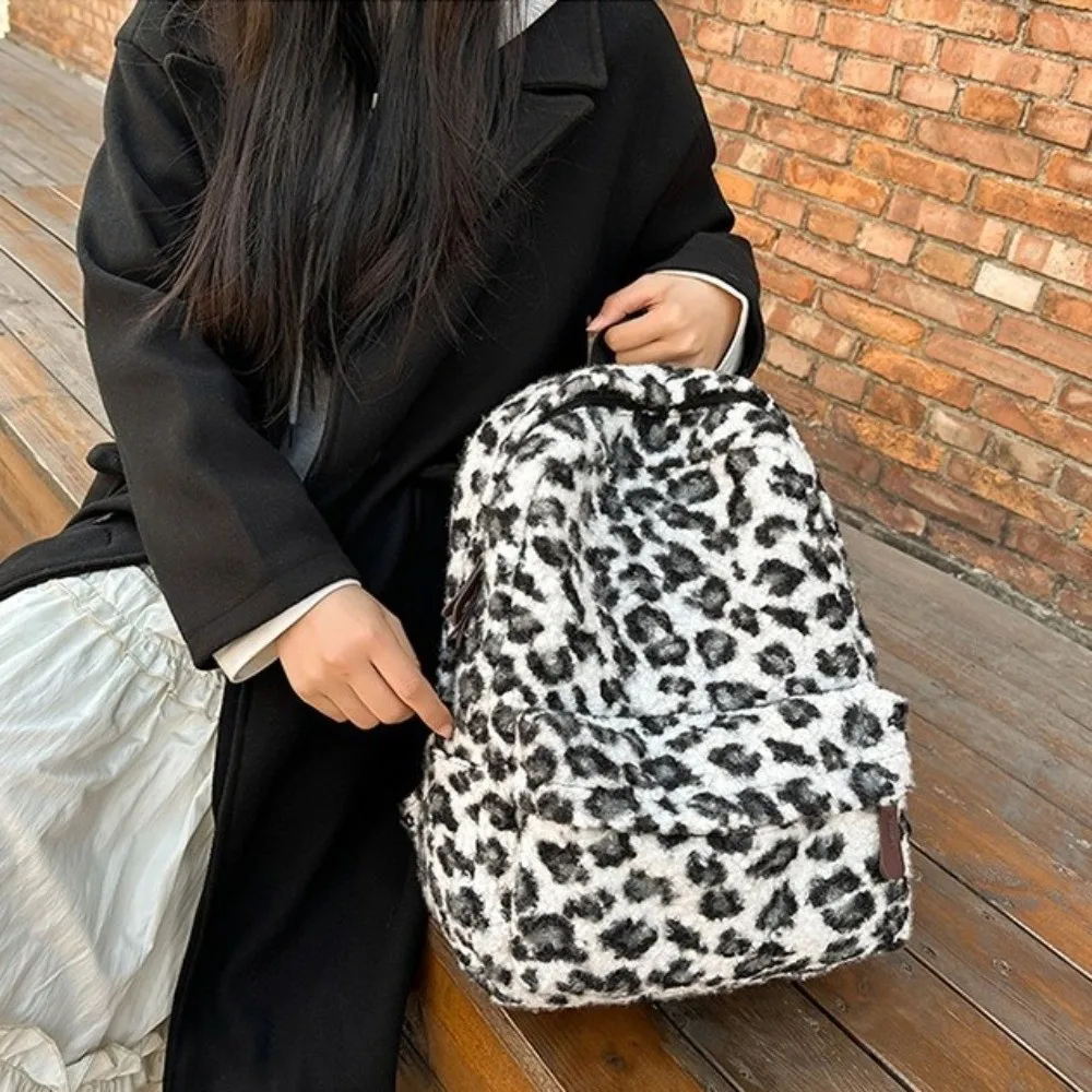 Fashion Portable Leopard Print Backpack Multi-functional Casual Backpack Large Capacity Schoolbag School Use
