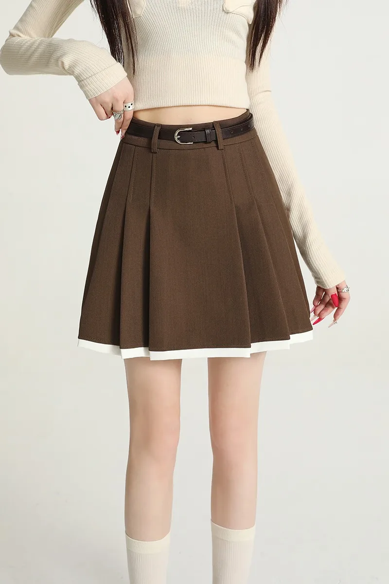 

Korean Suit Skirt Women Pleated Short Skirt New Version Short Stature High Waist Hip Wrapped A Line Autumn