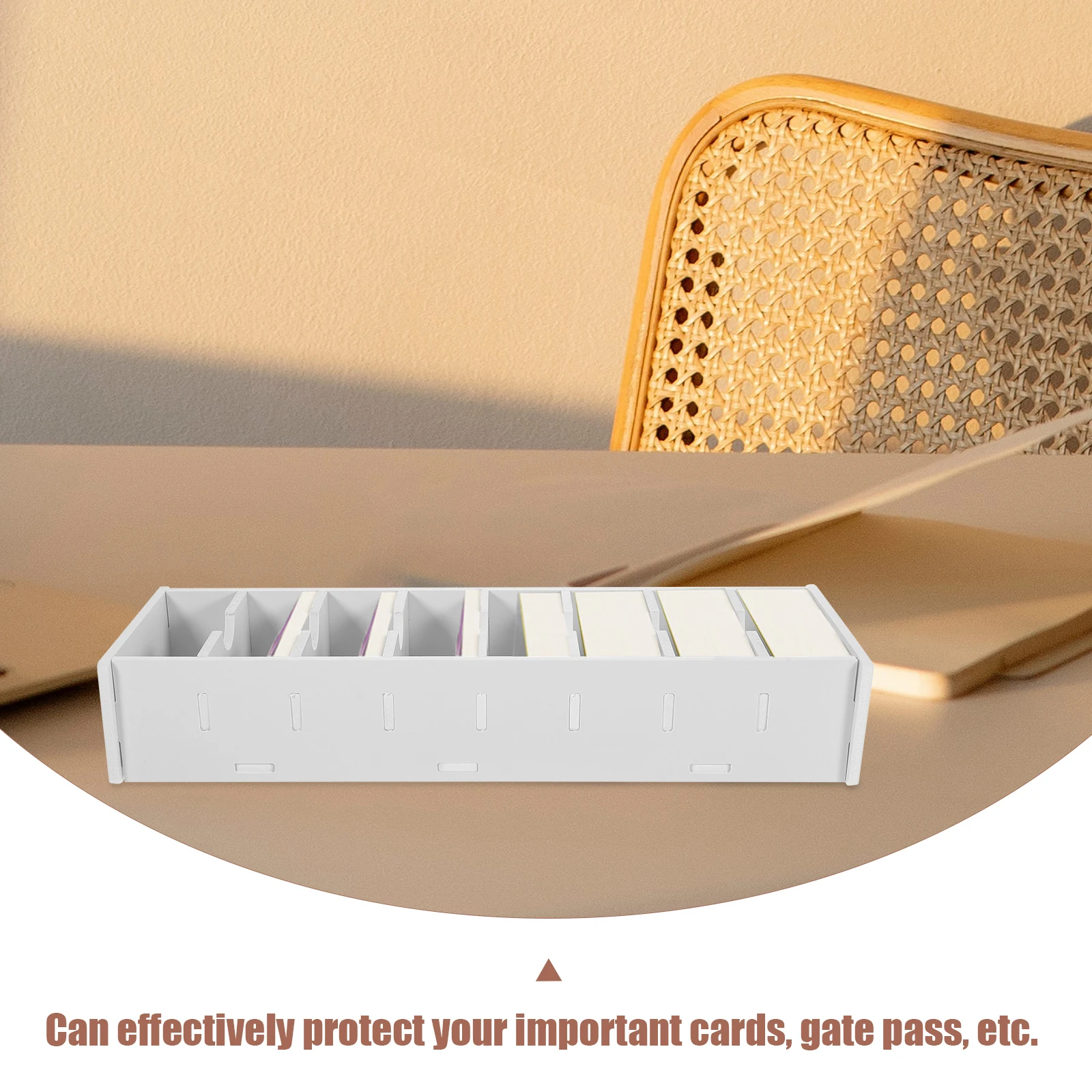 Sturdy Business Card Holder Stand Box Premium Material Office ganizer ID Display Storage Case Small Compact Multilayer White