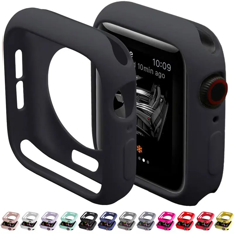 Funda de silicona blanda para Apple Watch 8, 45mm, 7, 41mm, 44mm, 40mm, 42mm, 38mm, carcasa de protección para iWatch Series 8, 7, 6, 5, 4, 3, SE