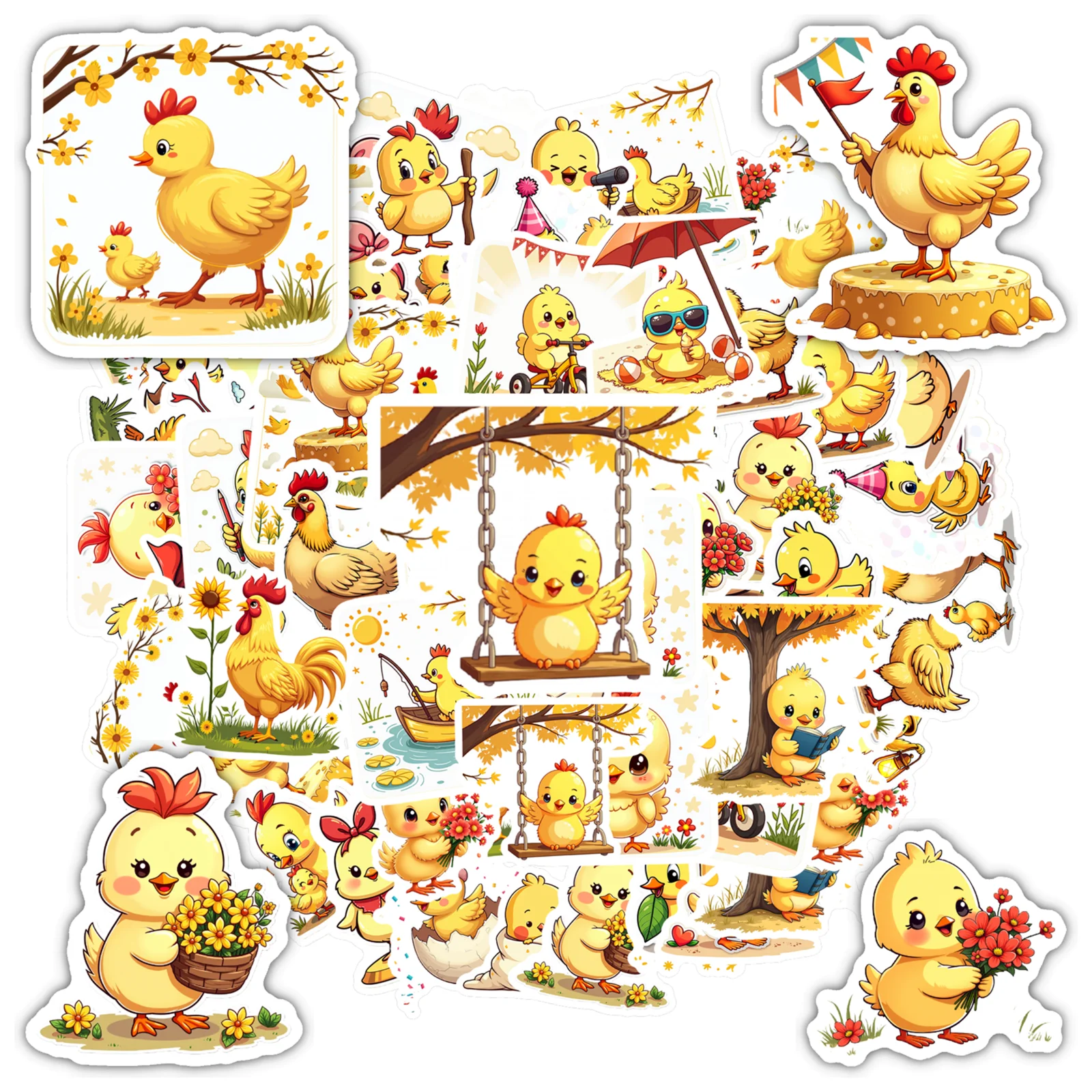 35pcs-100pcs Whimsical Barnyard Stickers Playful Playful Birds Students Stickers Funny Stickers For Laptop Motorcycle Luggage