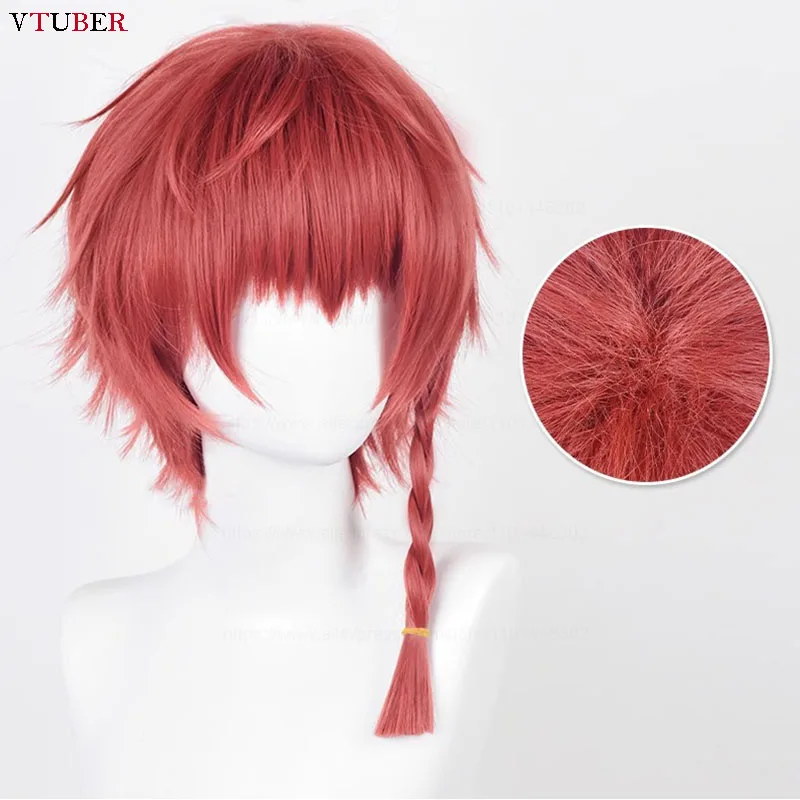 2 Styles Kurona Ranze Cosplay Wig Anime Short Red Twist Pre Braid Wigs Heat Resistant Synthetic Hair Party Wigs + Wig Cap