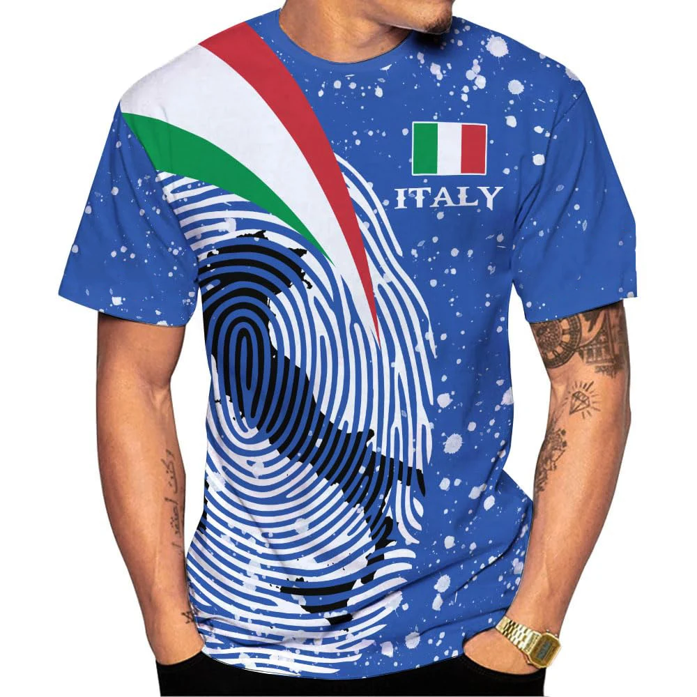 Italy Flag 3D Printing T Shirt Man Summer O-Neck Short Sleeve Oversized Top Casual Tee Loose Streetwear Harajaku