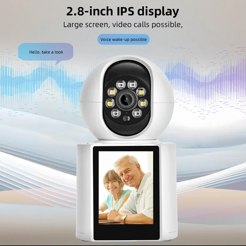 كاميرا KERUI 1080P 2.0MP HD PTZ WIFI IP مكالمات فيديو مع شاشة IPS 2.8 بوصة مراقبة أمن الوطن مراقبة الطفل Icsee