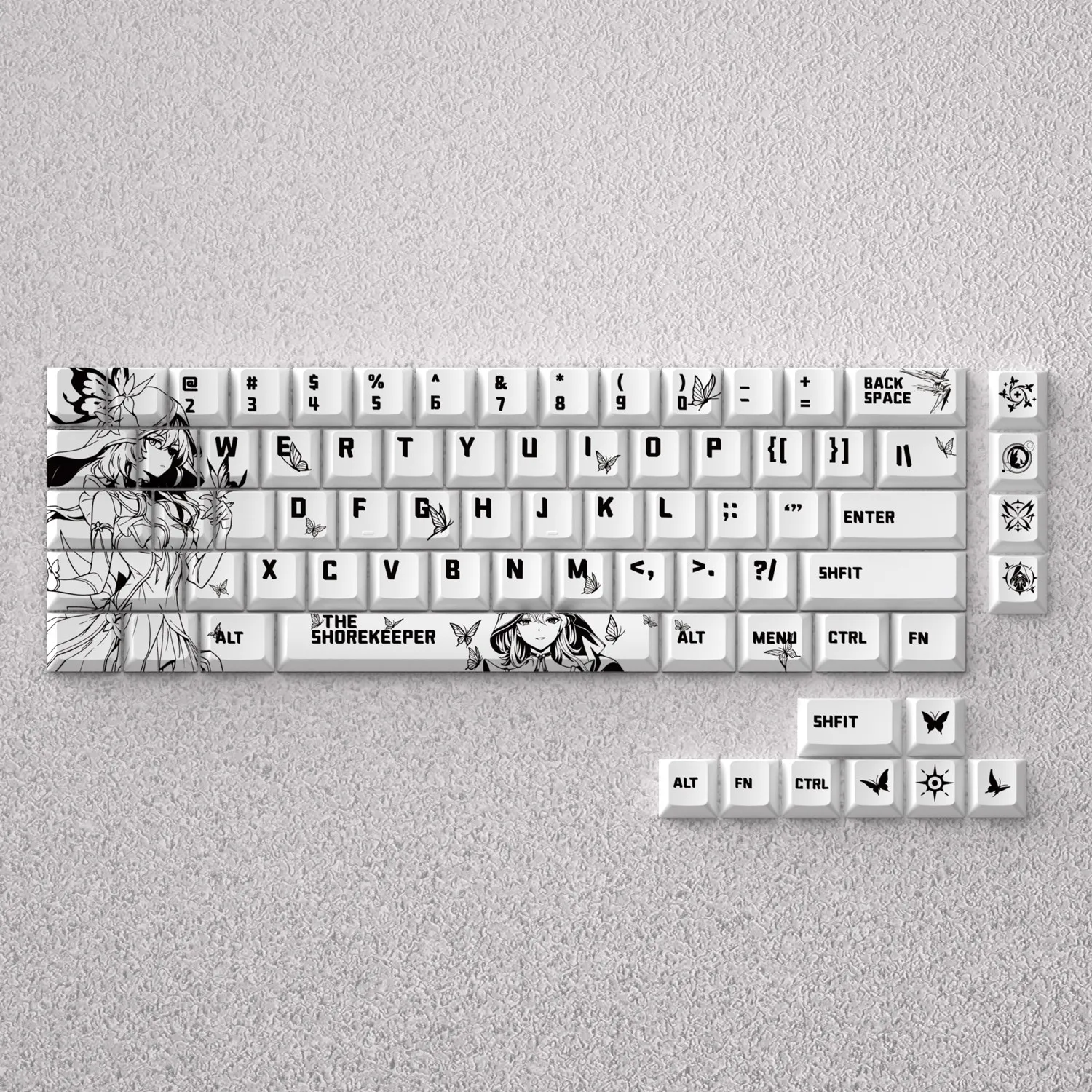 Anime Keycaps The Shorekeeper for Mechanical Keyboard White 73 78 98 Keys PBT Dye Sublimation Cherry Height Game PC AULA F75