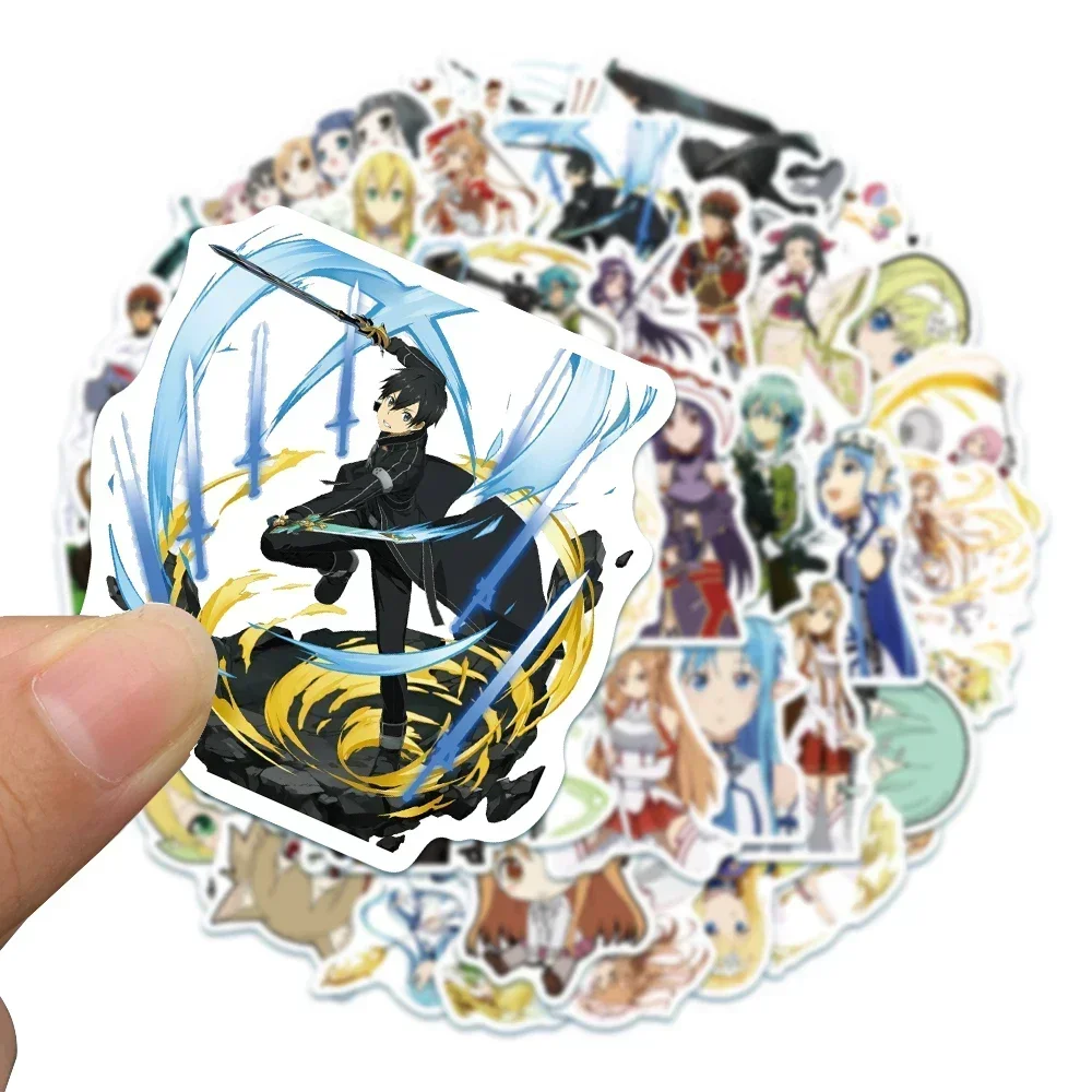50 sztuk Sword Art Online Cartoon naklejki Anime Graffiti naklejki DIY walizka deskorolka lodówka Notebook naklejki wodoodporne