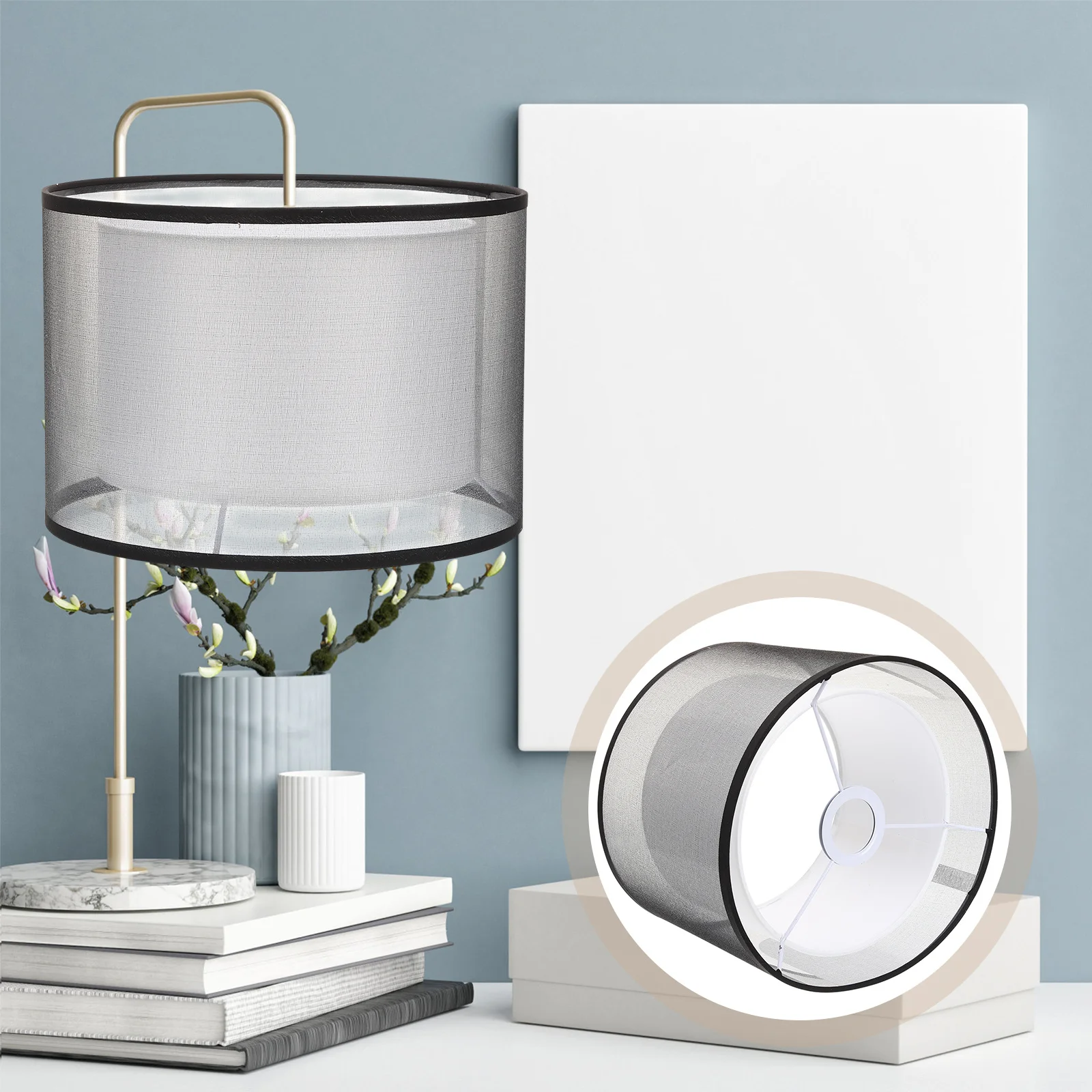 غطاء مصباح من القماش بطبقة مزدوجة عاكس الضوء المزخرف غطاء خفيف دافئ ناعم لمصباح طاولة بجانب السرير على الأرض #5