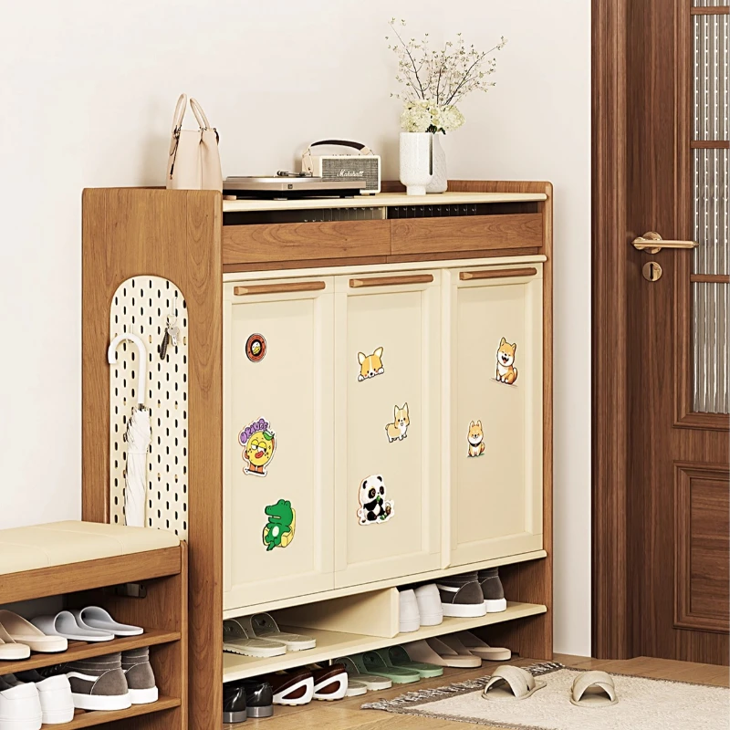 

Solid wood shoe cabinet, household entrance, large capacity, new small unit, entrance partition, lobby cabinet, entrance cabinet