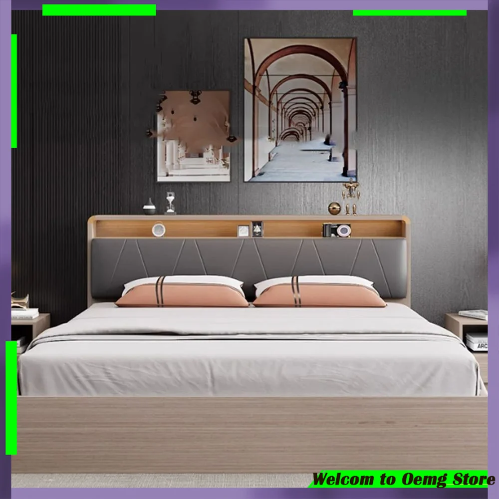 

Modern Multifunctional Storage Headboard Bed 180x200 Minimalist Design Perfect Children Double Bedroom Stylish Home Furniture