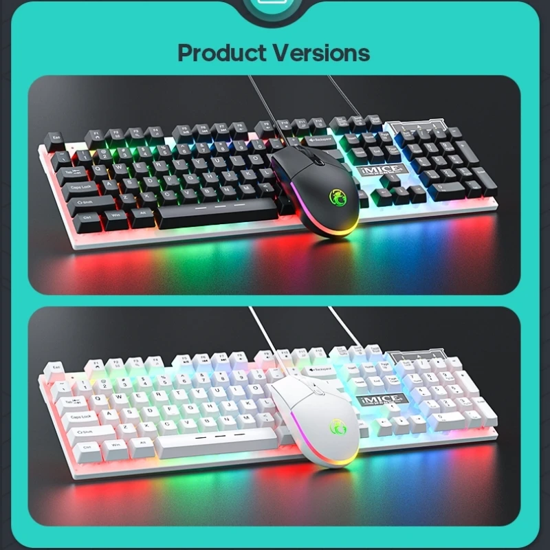 Backlit Keyboard Wired Gaming Keyboard waterproof Luminous 104 key keyboard 2400DPI Mouse Set for Gamer PC Laptop Office