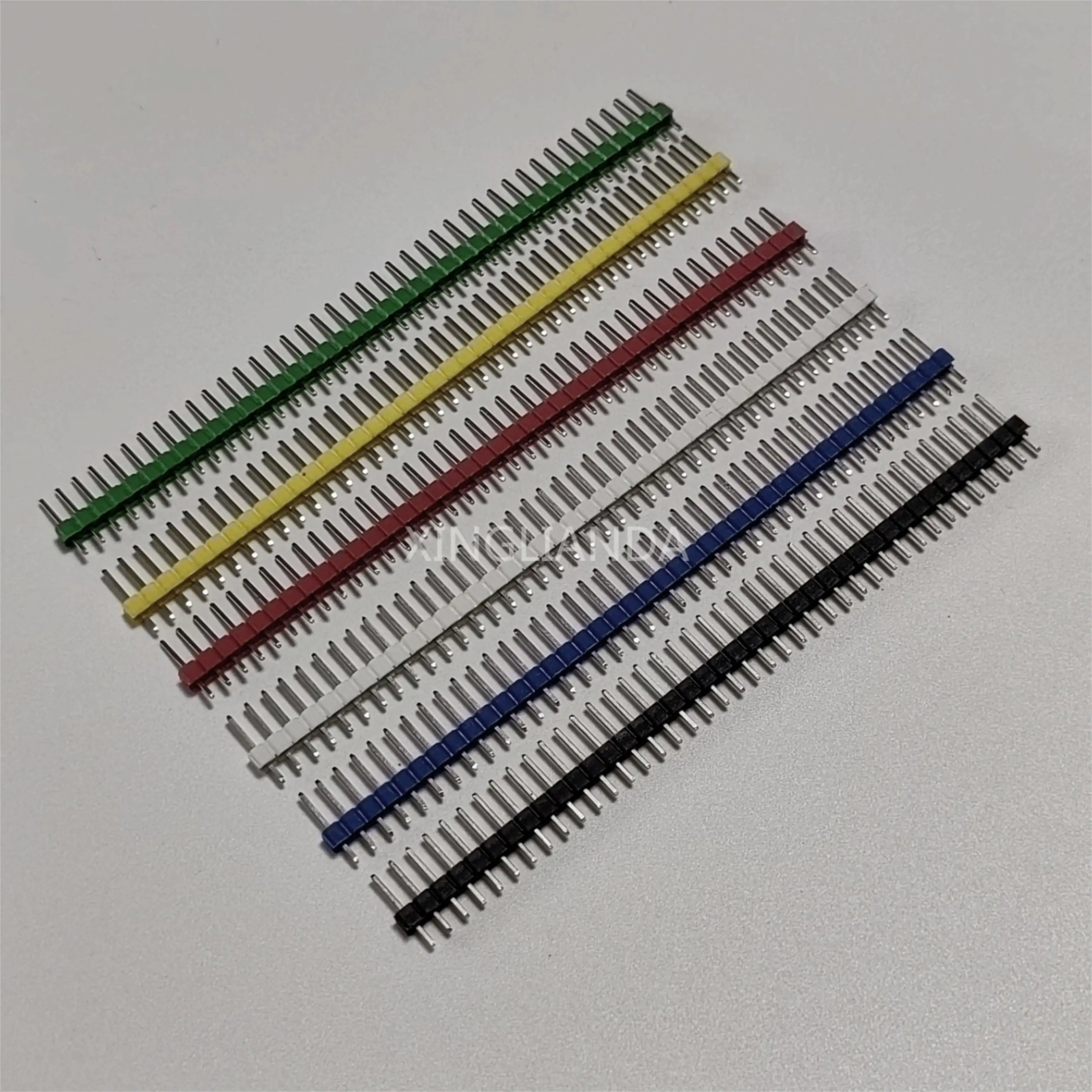 60PCS/Lot 1X40 Pin Single Row Red Blue Green Black White Yellow 2.54MM PITCH Pin Header connector Strip Each 10