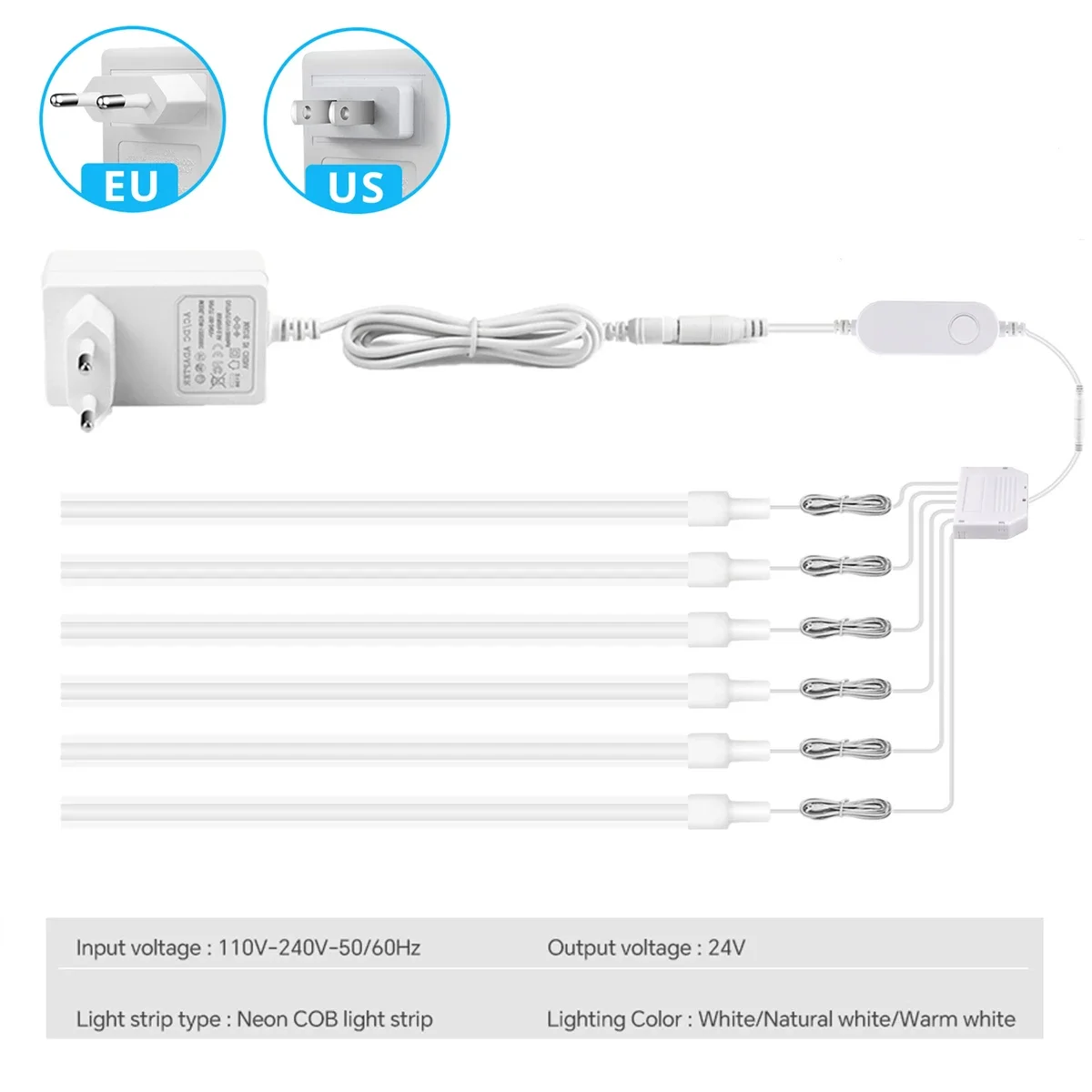 Tuya Smart Home 2/4/6pcs Kit 1M 2M Neon LED Strip Wall Decor Light WIFI APP Control Dimmable 24V COB Neon Adhesive Closet Lamp