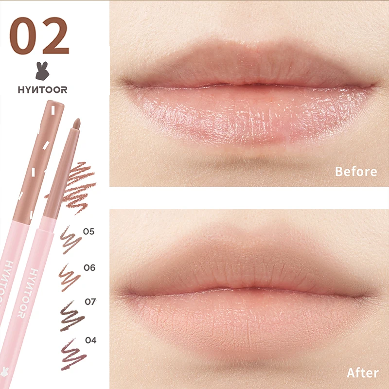 قلم تحديد الشفاه من هينتور بلون عاري غير لامع مقاوم للماء احترافي لتحديد الشفاه غير لاصق بالكوب أحمر شفاه أسود غوثي وكونسيلر