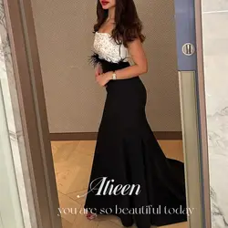 Aileen Black and White Color Matching Feather Customized Evening Dresses 2024 Crystal Prom Dress Party Elegant Woman Wedding