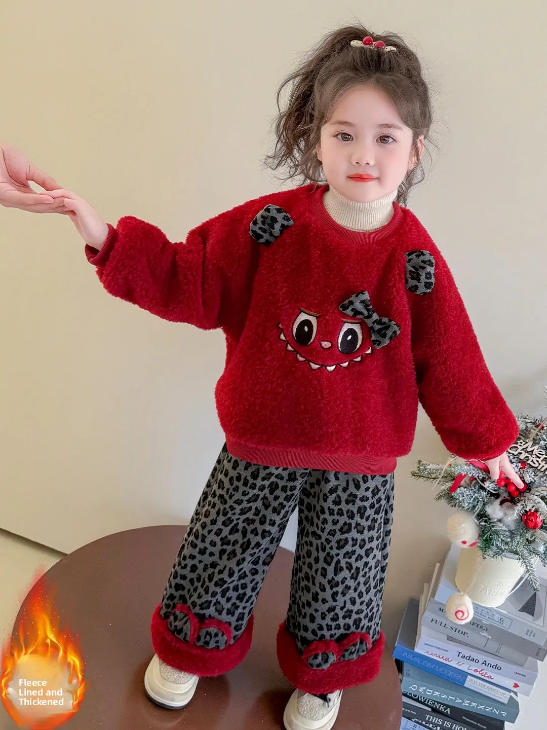 

Зимний наряд на подкладке для девочек, детская одежда с мультяшным принтом, комплект свитшотов Sli, детский модный зимний комплект...