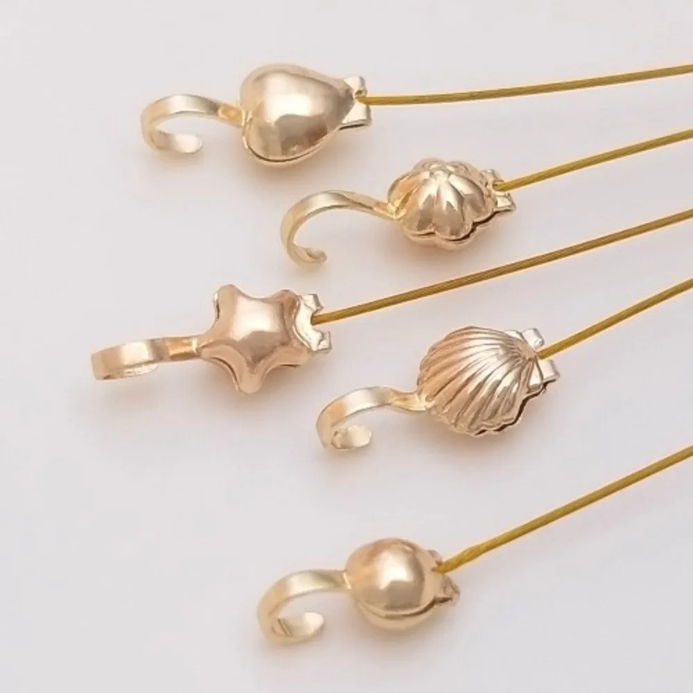 شل مشبك النحاس المشابك والخطاف 14K الذهب اللون زهرة على شكل الخماسي القلب هوك إغلاق مشبك DIY بها بنفسك المواد الملحقات #1