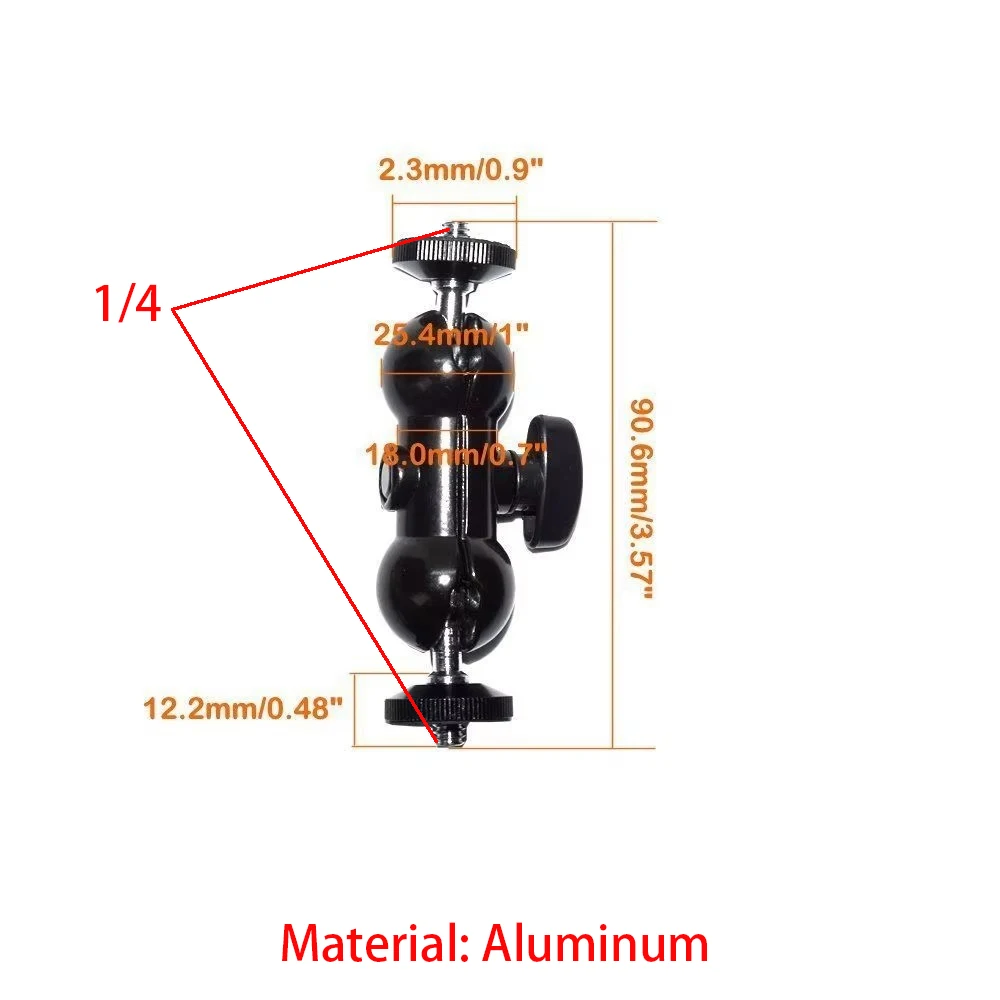 

Ball Head Mount Magic Arm 360 Degree Articulation Double Hot Shoe Adapter w/ 1/4 adapter, 1/4-20 item, 1/4" unit