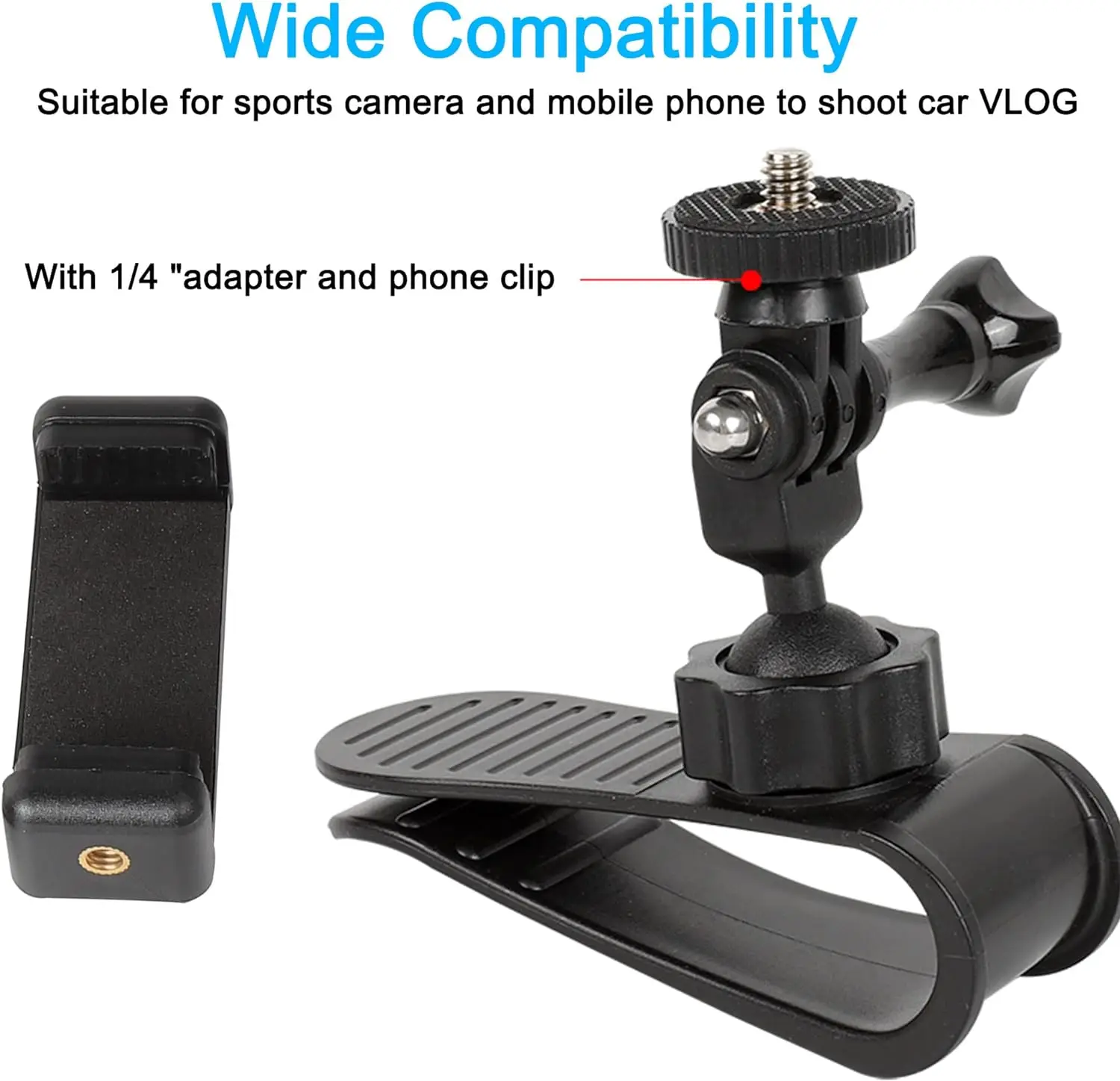 

car Sun Visor Mount VLOG/Video Holder for iPhone Samsung Cell Phone GoPro Insta360 X3 X2 X RS R AKASO DJI Osmo Action 3 2 Camera