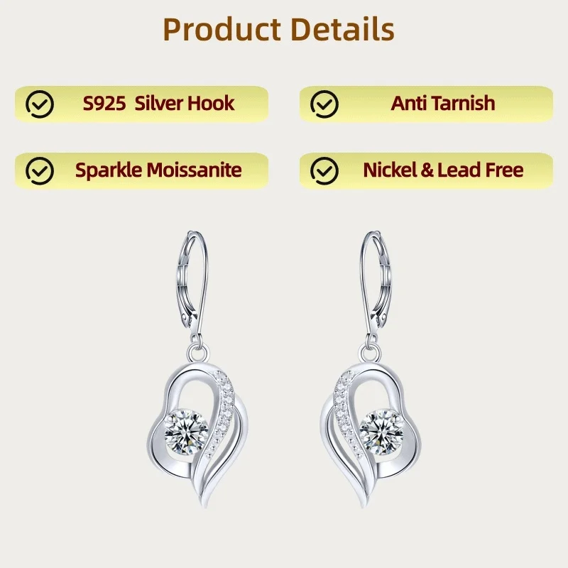 

Ювелирные изделия LAMVOICE для женщин, серьги из стерлингового серебра S925 с муассанитом, подарки на Рождество для нее, ювелирные изделия с подарочной коробкой