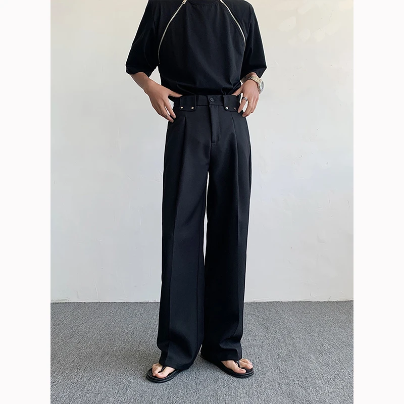 Pantaloni da tuta oversize neri pantaloni da uomo di moda sociale da uomo pantaloni larghi larghi coreani a gamba larga pantaloni formali da ufficio