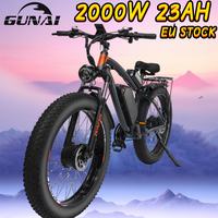 GUNAI Electric Bicycles 2000W Dual Motor 26Inch Fat Tire 800W Battery 21Speed Fork Suspension Headlight Taillight Adults EBikes