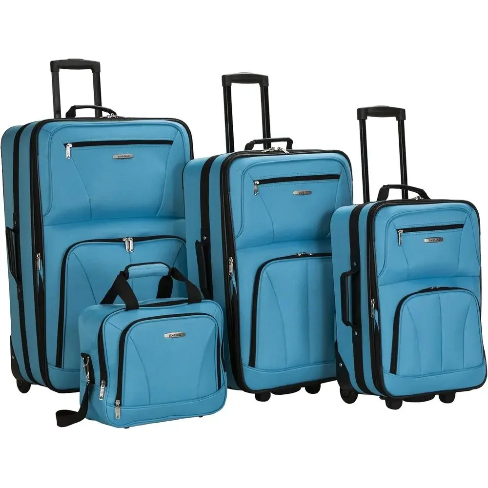 Upright Luggage Set, Expandable, Turquoise, 4-Piece (14/19/24/28)