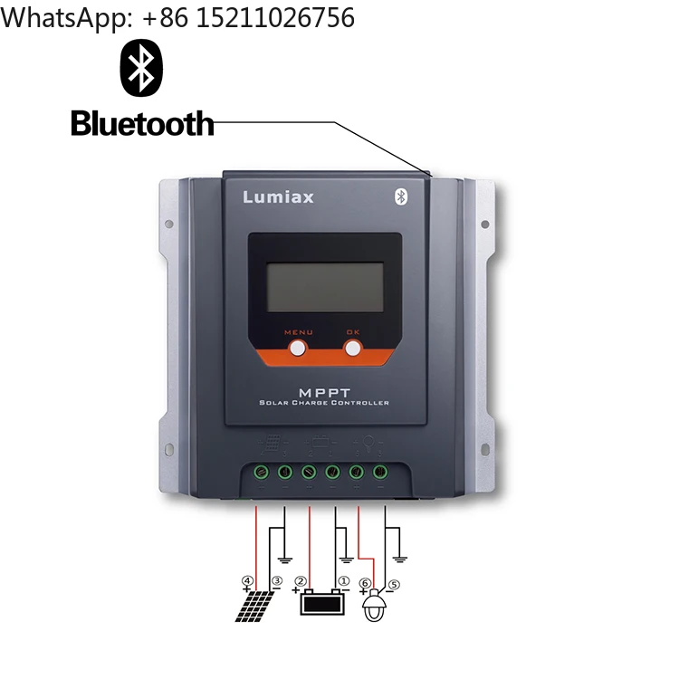 Lumiax 12V 24V 30A Good Price bluetooth RS485 Panel Battery Power MPPT Solar Charger Controllers