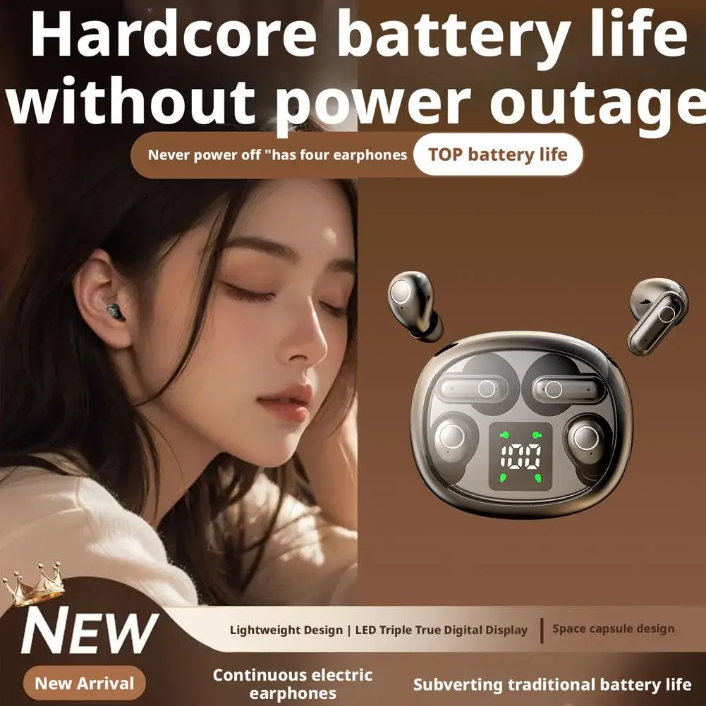 2 pares de auriculares inalámbricos TWS Bluetooth 5,4, cómodos auriculares ocultos, resistentes al agua, con reducción de ruido, deportivos