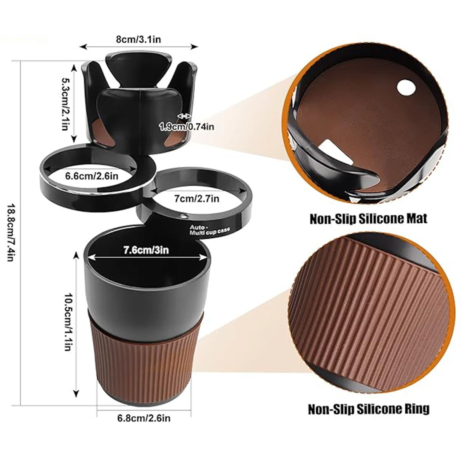 حامل أكواب السيارة متعدد الوظائف 3 في 1 360 درجة ° الدورية قابل للتعديل زجاجة ماء السيارة حامل المشروبات المنظم اكسسوارات السيارات #2