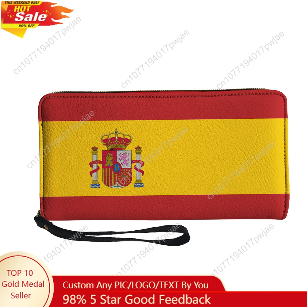 

Spanish National Emblem Vox Custom Wallet Purse Mens Womens Teenagers Zipper Long Wallets Double Print Portable Wallet Gift Bag