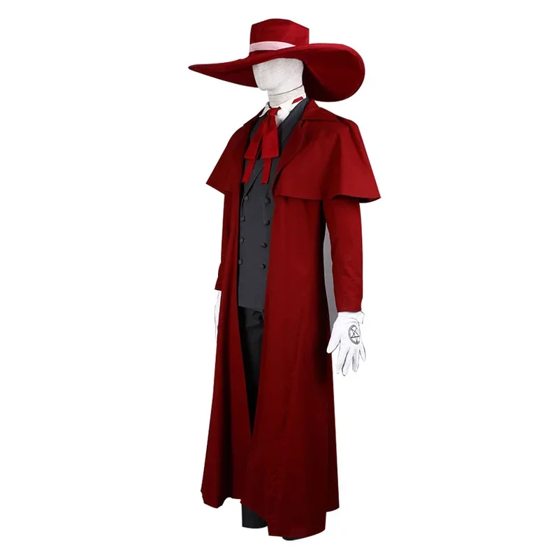 qq681SingXeng Anime Hellsing Alucard Vampire Hunter Cosplay Costumes With Hat Halloween Carnival Suit Customize