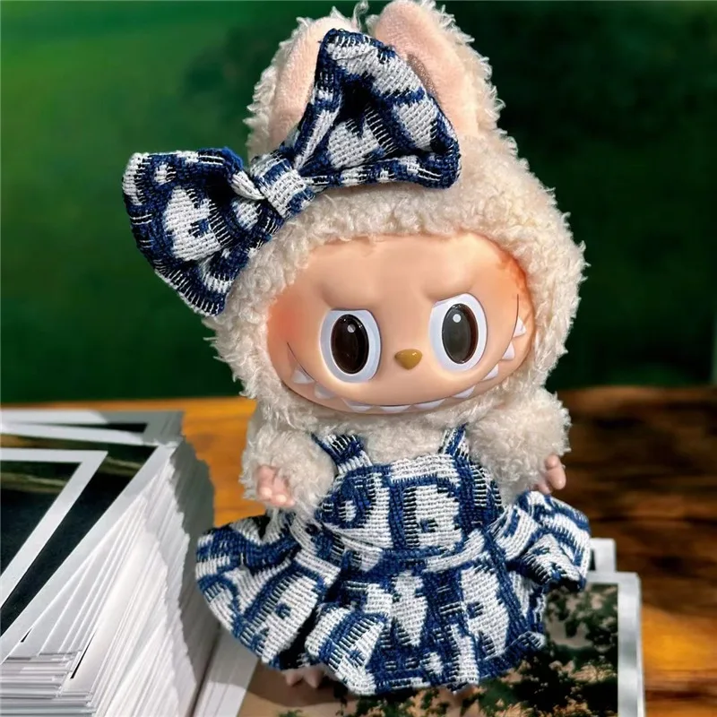 Voor 15 17 Cm Labubu Pop Kleding Prinses Jurk Strikje Tweedelige Set Outfit Kleding Zitten Party Game speelgoed Gift Accessoires