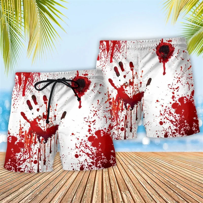 Summer Men Beach Shorts 3d Print Blood Graphic Running Board Shorts Fashion Designer Mens Oversized Short Pants Swim Trunk