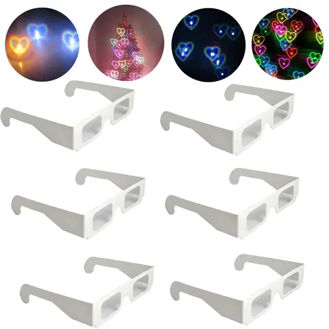 무지개 하트 반사 안경, 하트 모양 3D 안경, 특수 효과 조명, 야외 음악 파티, 바, 불꽃놀이, 30 개