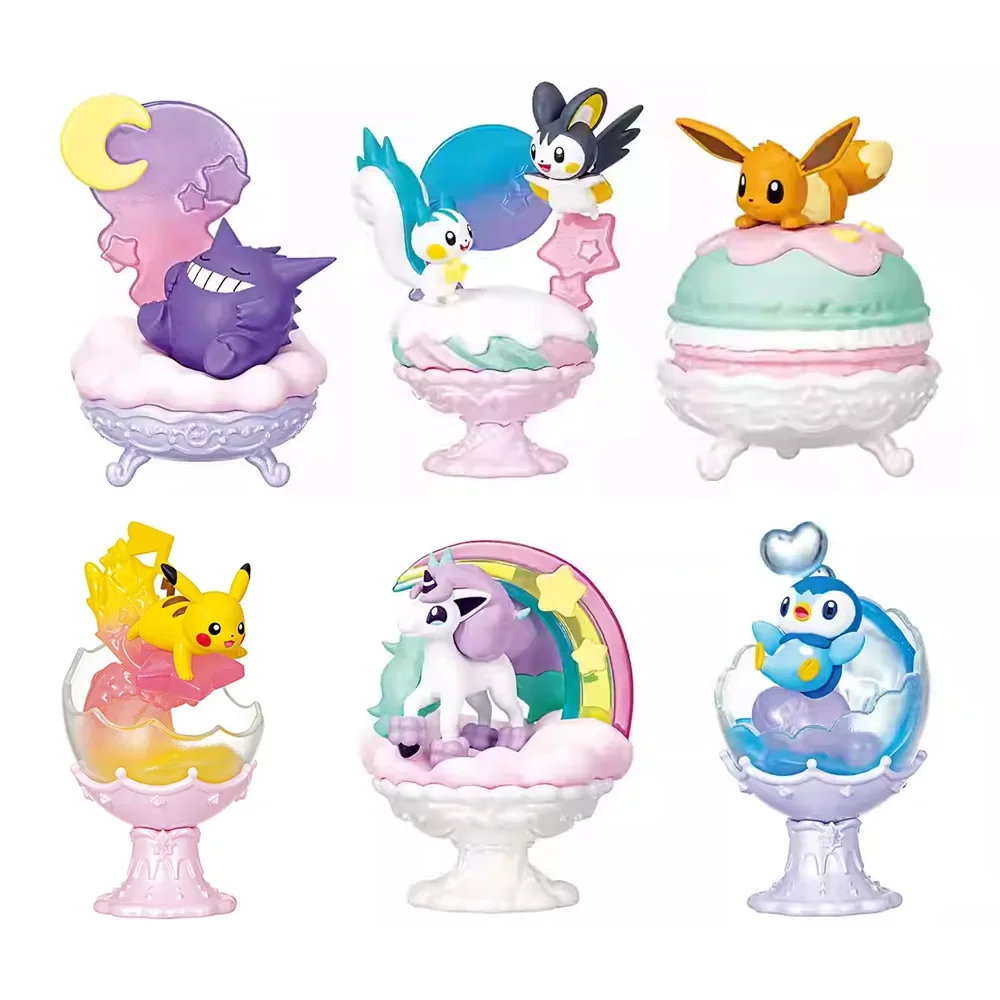 

Pokemon Cup Figures Scene Props Blind Box Miniature Table Ornaments Ponyta Gengar Pachirisu Emolga Figure Collection Kids Gifts