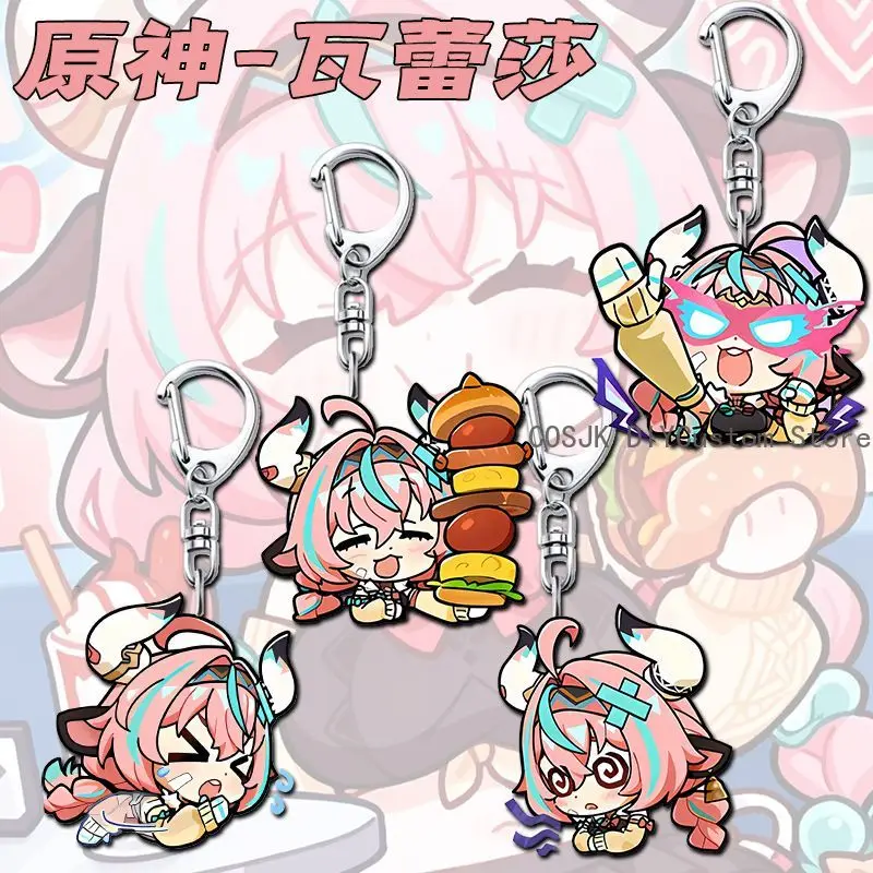 

4Pcs Genshin impact Varesa Anime Backpack Pendant KeyChain Key Chain Fashion Kawaii Figure Acrylic Keyring Gifts