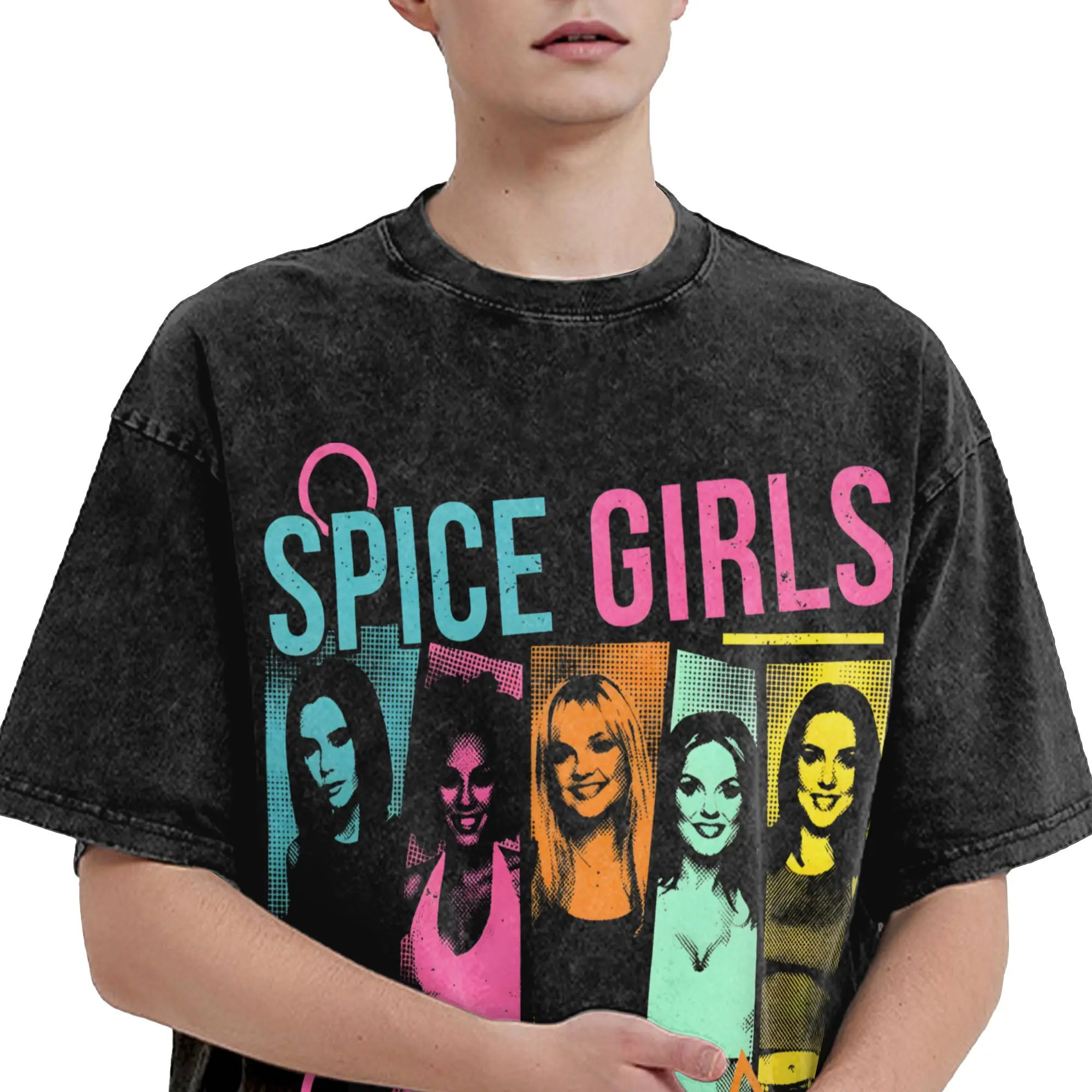 Summer Spice Girls Pop Group Tour Washed T Shirts Accessories Oversize T-Shirt  Men Women Tee