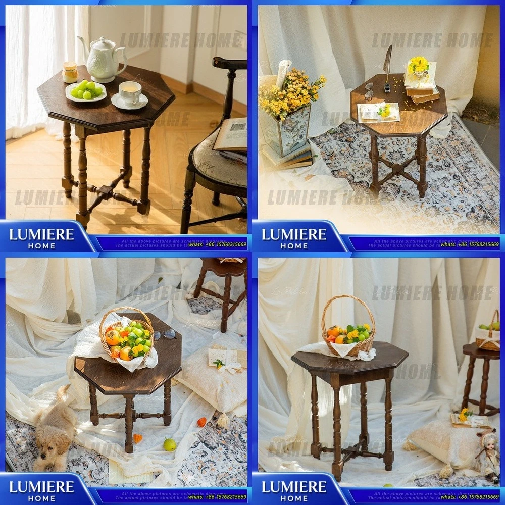 

Винтажный восьмиугольный журнальный столик для гостиной, приставной столик, декор для дома, маленький акцентный столик, мебель в ретро-стиле для зоны отдыха