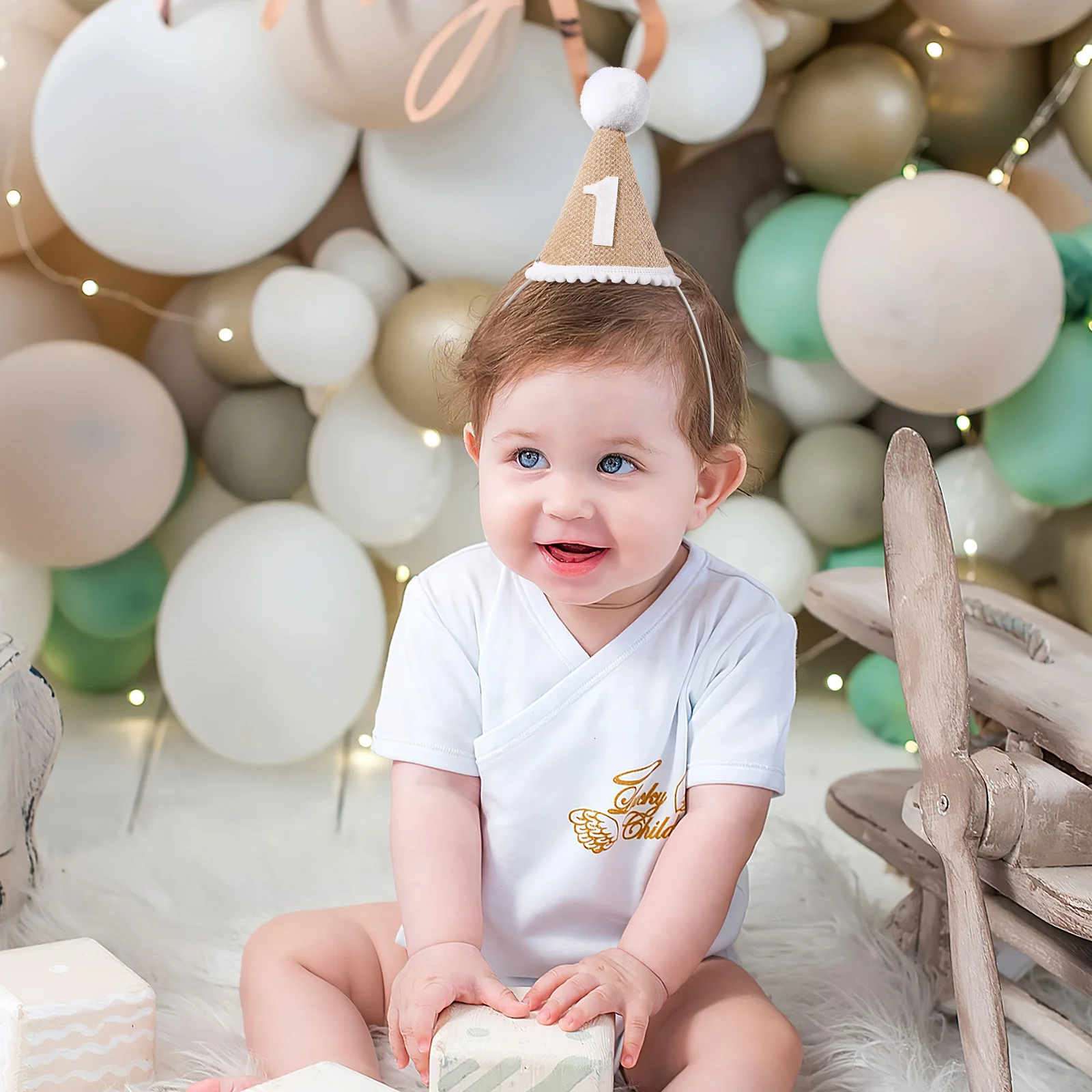 赤ちゃんのためのリネンの誕生日パーティーの帽子,装飾的なヘッドバンド,ペットの帽子,写真アクセサリー,スキンケア