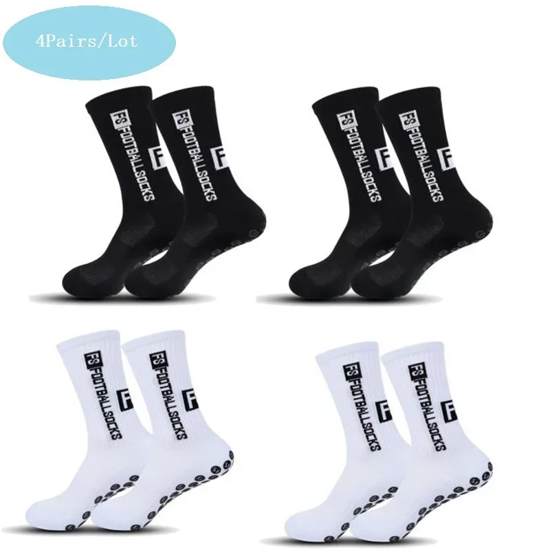 

New Arrival Football Socks Non-Slip Design Sports Compression Socks with Dotted Rubber for Basketball Football 4 Pairs