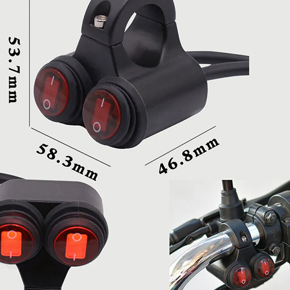 

Motorcycle Handlebar 12V Headlight Switch Dual Button Control 7/8inch 22mm Flasher Speaker Switch Fog Spotlight On/Off Switches