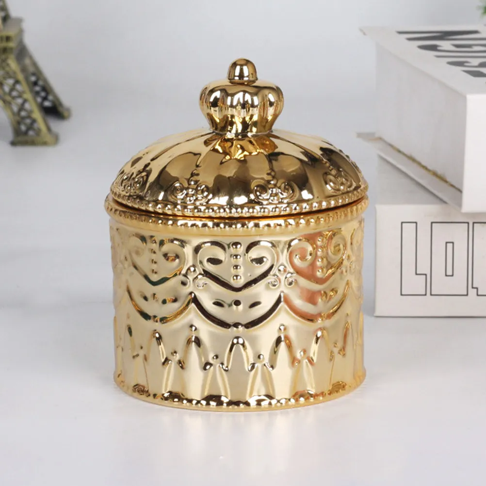 

Embossment Jewelry Storage Jar Decorative Ceramic Jewelry Box Desktop Holder for Rings Necklaces Organizer
