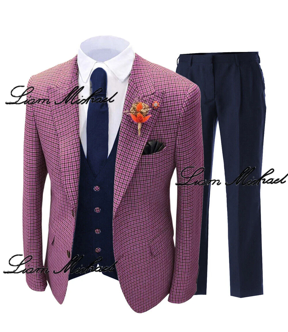 Smoking formal masculino, roupas de casamento, roupas de escritório do noivo, roupas de trabalho e baile, roupas de negócios, 3 PCs